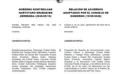Reconocimiento Oficial de Euskal Etxea Vasconia Florida